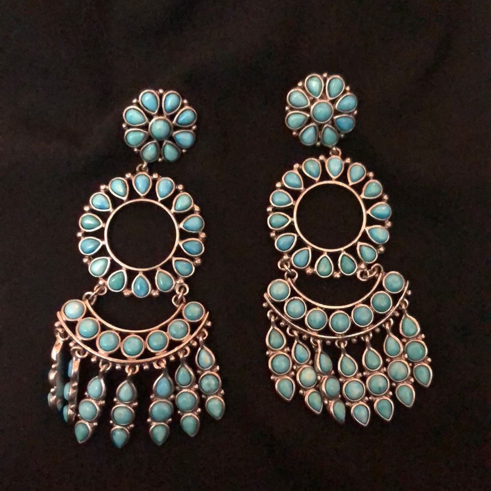 Teal studded earrings